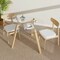 Costway 36" Round Glass Dining Table for 4 with Tempered Glass Tabletop Rubber Wood Frame Natural/Black